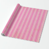Roze  stripe-papier met roze vulling cadeaupapier (Uitgerold)