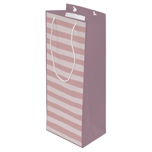 Roze Stripe Patroon Twee prachtige schaduwen van r Wijn Cadeautas (Achterkant Gekanteld)