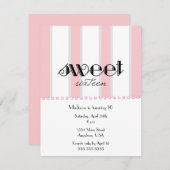 Roze Stripe Sweet 16 Uitnodiging (Voorkant / Achterkant)