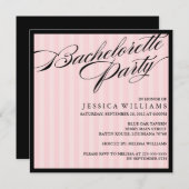 Roze striped Bachelorette Party Kaart (Voorkant / Achterkant)