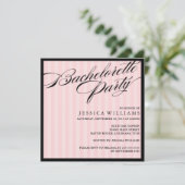 Roze striped Bachelorette Party Kaart (Staand voorkant)