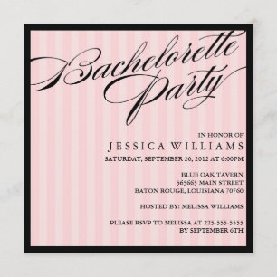 Roze striped Bachelorette Party Kaart