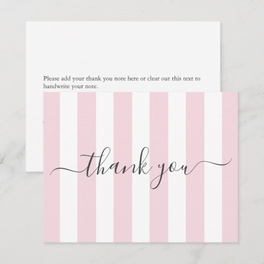Roze striped Bedankt Opmerking (Voorkant / Achterkant)