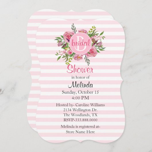 Roze Striped Bridal Shower Kaart (Voorkant / Achterkant)