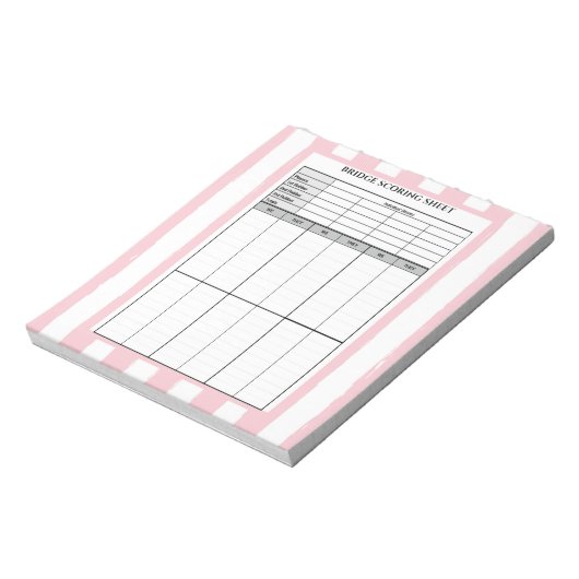 Roze Striped Bridge Score Pad Notitieblok (Linkerzijde)