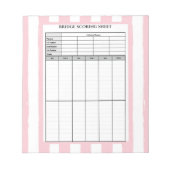 Roze Striped Bridge Score Pad Notitieblok (Voorkant)