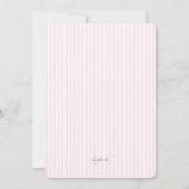 Roze Striped Floral Invitation Kaart (Achterkant)