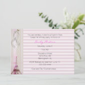 Roze Striped Paris Thmed Sweet Sixteen Kaart (Staand voorkant)