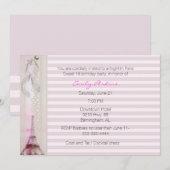 Roze Striped Paris Thmed Sweet Sixteen Kaart (Voorkant / Achterkant)