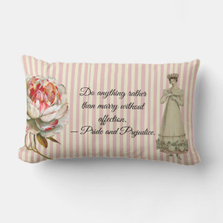Roze striped Pride and Prejudice quote Kussen