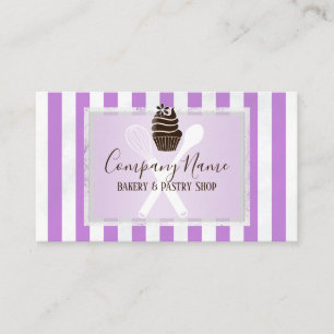 Roze striped Trendy Bakery Pastechnok Visitekaartje
