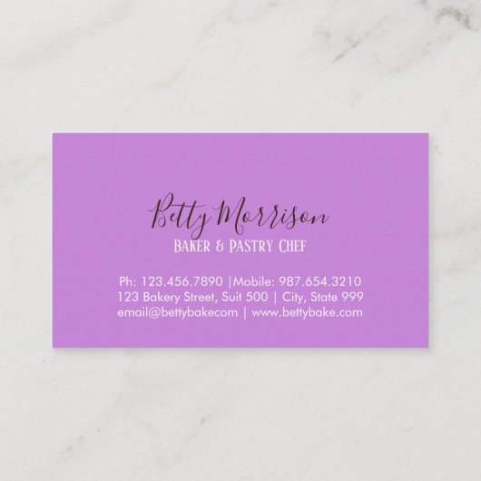 Roze striped Trendy Bakery | Pastechnok Visitekaartje (Achterkant)