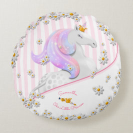Roze striped Unicorn Princess Nursery Rond Kussen
