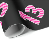 Roze stripes 13 Event # (Birthday, Jubileum) Cadeaupapier (Rol Hoek)
