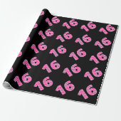 Roze Stripes 16 Event # (Birthday, Jubileum) Cadeaupapier (Uitgerold)