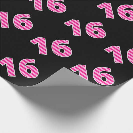 Roze Stripes 16 Event # (Birthday, Jubileum) Cadeaupapier (Hoek)