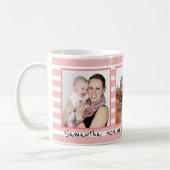 Roze stripes 3 Foto Collage Moederdag Gift Koffiemok (Links)