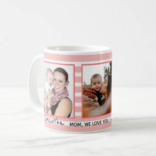 Roze Stripes 3 Photo Collage Moederdag Gift Co Koffiemok