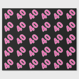 Roze Stripes 40 Event # (Birthday, Jubileum) Cadeaupapier