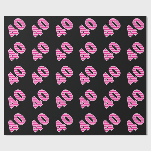 Roze Stripes 40 Event # (Birthday, Jubileum) Cadeaupapier (Vlak)
