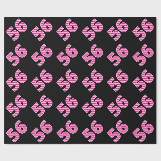 Roze Stripes 56 Event # (Birthday, Jubileum) Cadeaupapier (Vlak)