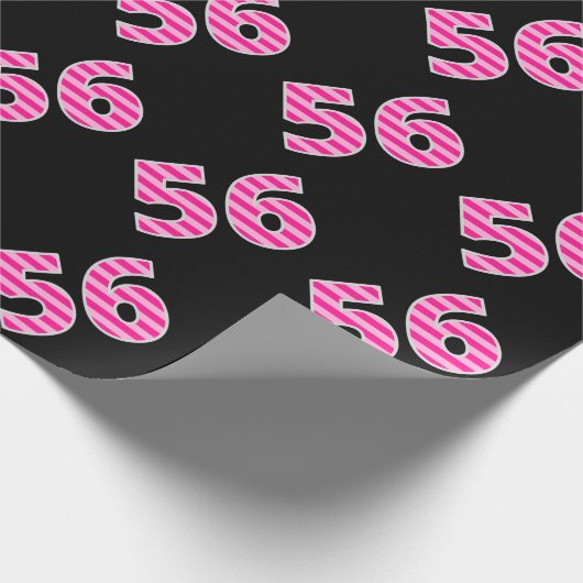 Roze Stripes 56 Event # (Birthday, Jubileum) Cadeaupapier (Hoek)