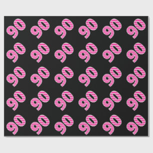 Roze stripes 90 Event # (Birthday, Jubileum) Cadeaupapier