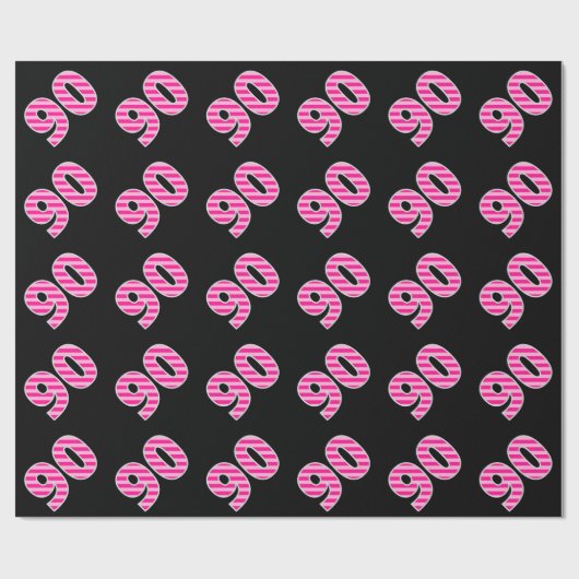 Roze stripes 90 Event # (Birthday, Jubileum) Cadeaupapier (Vlak)