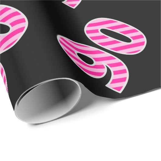 Roze stripes 90 Event # (Birthday, Jubileum) Cadeaupapier (Rol Hoek)
