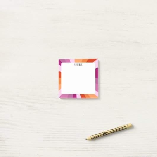 Roze stripes aangepast grafisch logo op maat post-it® notes (Op bureau)