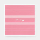 Roze stripes aangepast monogram papier servetten (Voorkant)