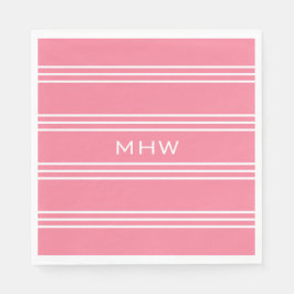 Roze stripes aangepast monogram papier servetten