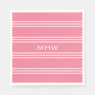 Roze stripes aangepast monogram papier servetten