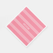 Roze stripes aangepast monogram papier servetten (Hoek)