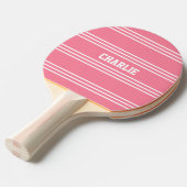 Roze stripes aangepast monogram peddel tafeltennisbatje (Voorkant Gekanteld)