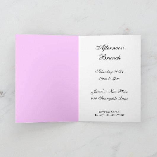 Roze stripes Aangepaste gevouwen uitnodiging (Binnen)