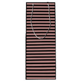 Roze stripes aangepaste monogram en bedrijfsnaam wijn cadeautas (Achterkant)