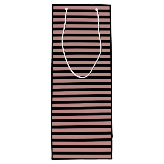 Roze stripes aangepaste monogram en bedrijfsnaam wijn cadeautas (Achterkant)
