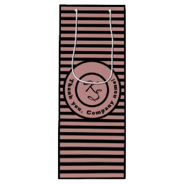 Roze stripes aangepaste monogram en bedrijfsnaam wijn cadeautas