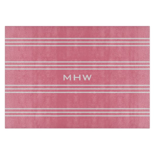 Roze stripes aangepaste monogram snijplaten snijplank (Voorkant)