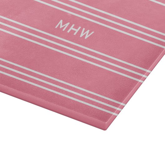 Roze stripes aangepaste monogram snijplaten snijplank (Hoek)