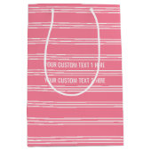 Roze stripes aangepaste tekstcadeautassen medium cadeauzakje (Voorkant)