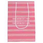 Roze stripes aangepaste tekstcadeautassen medium cadeauzakje (Achterkant)
