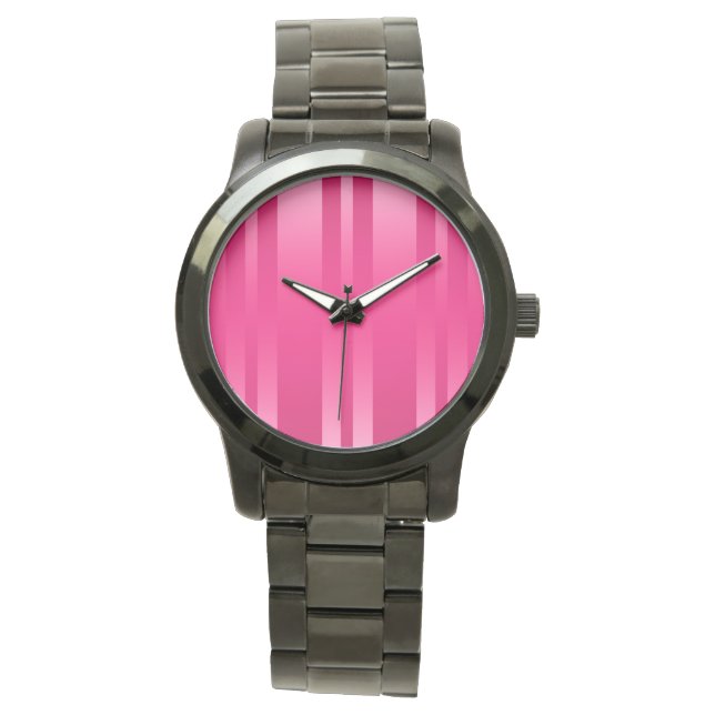 Roze stripes Achtergrond Horloge (Voorkant)