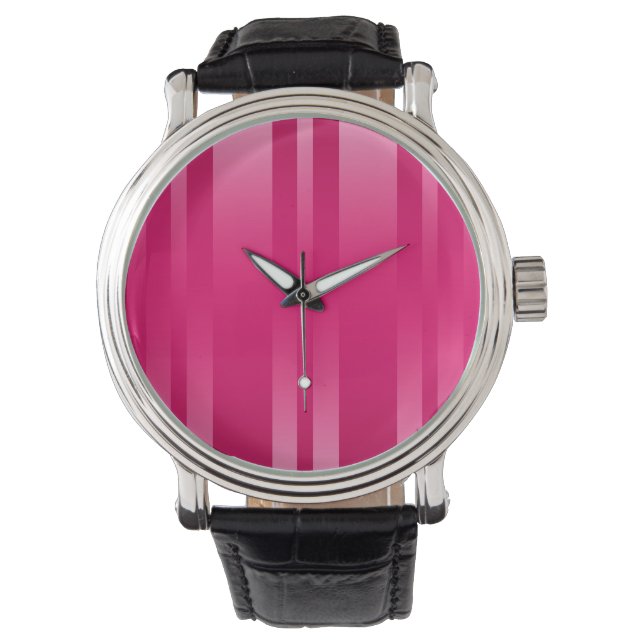 Roze stripes Achtergrond Horloge (Voorkant)