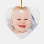 Roze Stripes Baby Boy Foto eerste Valentijnsdag Keramisch Ornament (Achterkant)