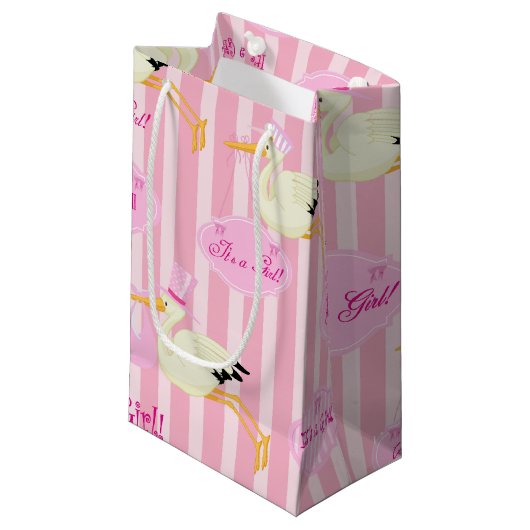 Roze Stripes Baby girl Klein Cadeauzakje (Voorkant Gekanteld)