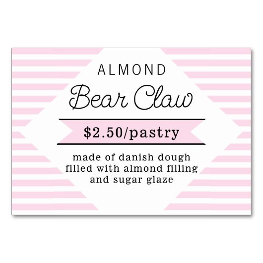 Roze stripes Bakery Food Label Kaart (Voorkant)