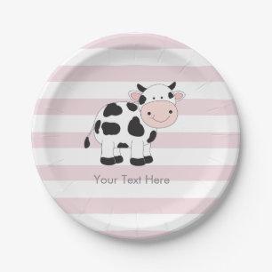 Roze stripes Borden voor papier uit de cow-groep Papieren Bordje