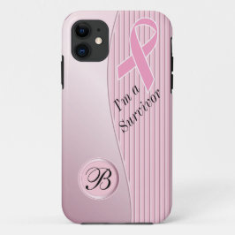 Roze Stripes Breast Cancer Survivor | DIY-monogram Case-Mate iPhone Case